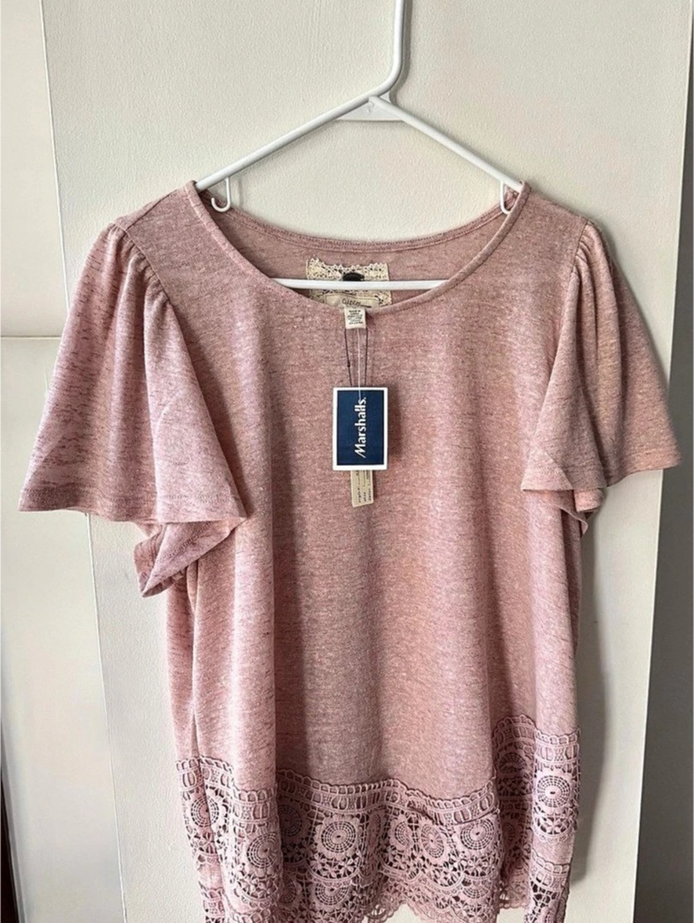 Cupio Lace Hem Tunic in Pink Size 1X NWT